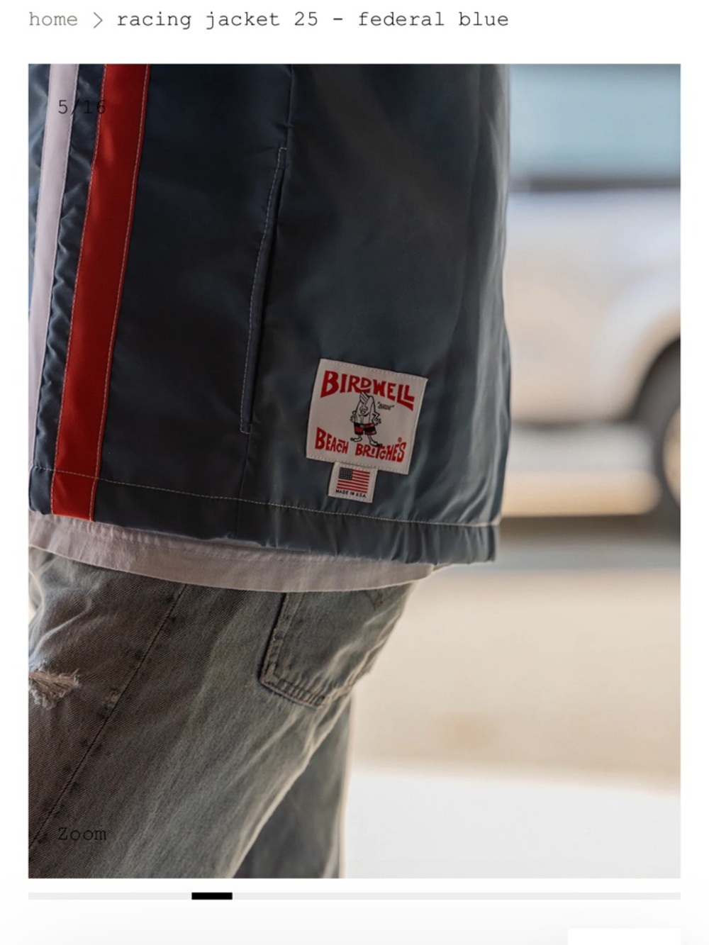 BIRDWELL Beach Britches NWT Racing Jacket 25 in Federal Blue with Racing Stripes - Picture 5 of 8